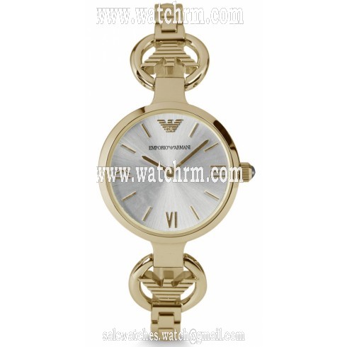 Emporio Armani Retro Silver Dial Stainless Steel Ladies Watch AR1774
