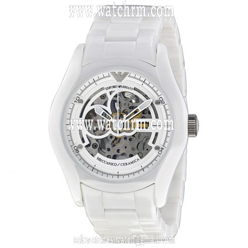 Emporio Armani Skeleton Dial White Ceramic Men's Watch AR1415