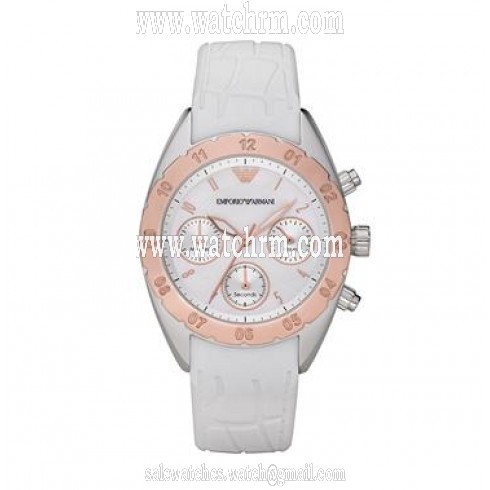 Emporio Armani Sport Chronograh Silver Dial White Silicone Men's Watch AR5938
