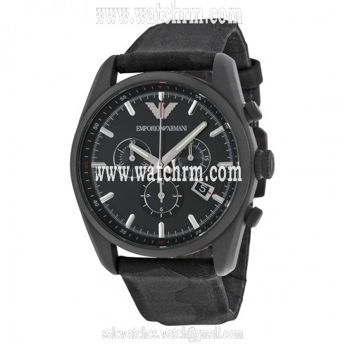 Emporio Armani Sport Chronograph Black Dial Black Canvas Men's Watch AR6051