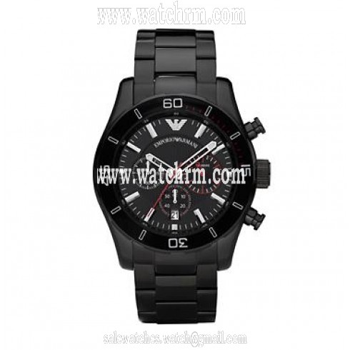 Emporio Armani Sport Chronograph Black Dial Black PVD Men's Watch AR5931