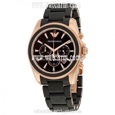 Emporio Armani Sportivo Black Dial Black Leather Chronograph Men's Watch AR6066