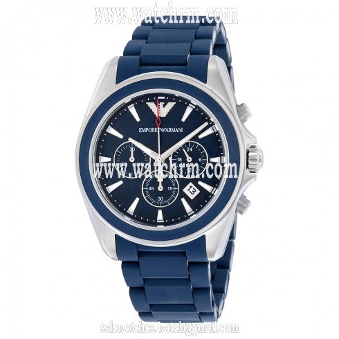 Emporio Armani Sportivo Chronograph Blue Dial Blue Rubber Men's Watch AR6068