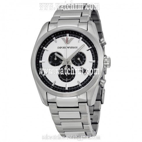 Emporio Armani Sportivo Chronograph Silver and Black Dial Stainless Steel Men's Watch AR6007