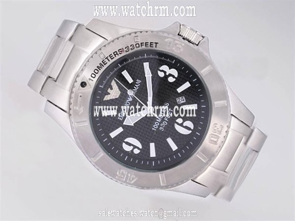 Emporio Armani Sports Divers AR0627 Black Dial Silver Stainless Steel Strap Watch