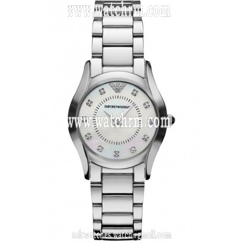 Emporio Armani White Mother of Pearl Dial Diamond Ladies Watch AR3168