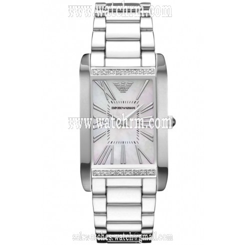 Emporio Armani White Mother of Pearl Dial Diamond Ladies Watch AR3169