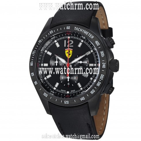 Ferrari Scuderia Black Dial Chronograph Black Leather Men's Watch FE-07-IPB-CP-BK