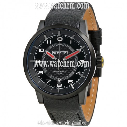 Ferrari Carbon Fiber Dial Black Leather Automatic Men's Watch FE-12-IPB-CP-BK