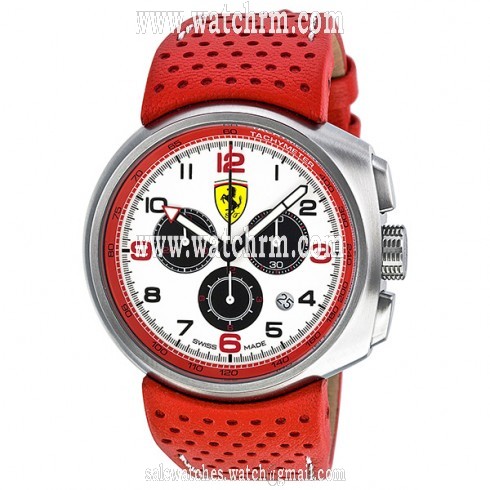 Ferrari F1 Fast Lap White Dial Chronograph Red Leather Men's Watch FE-10-ACC-CP-WT
