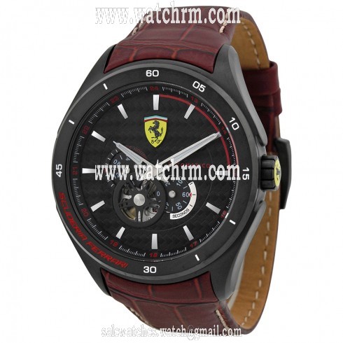 Ferrari Gran Premio Automatic Black Dial Brown Leather Men's Watch 830107
