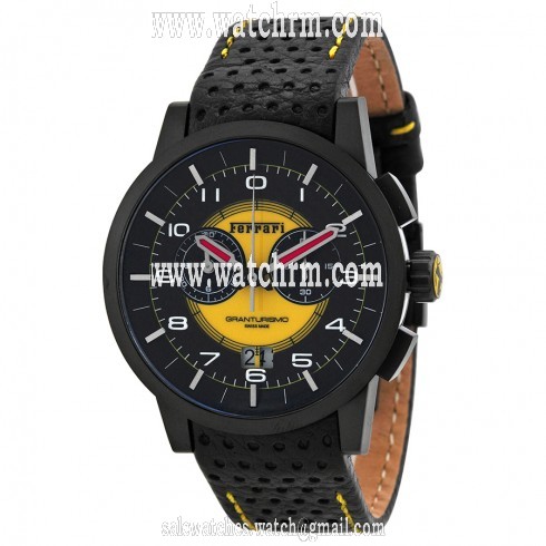 Ferrari Granturismo Chronograph Black and Yellow Dial Black Leather Men's Watch FE-11-IPB-CP-YW