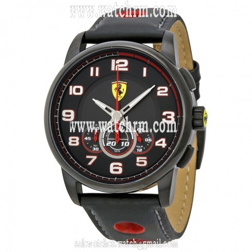 Ferrari Heritage Chronograph Black Dial Black Leather Men's Watch 830059