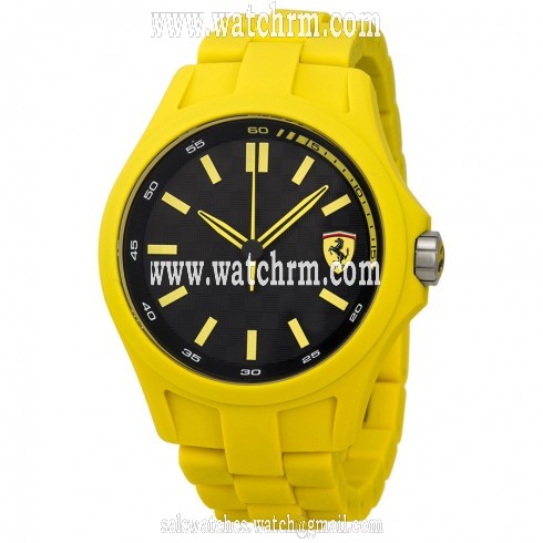 Ferrari Pit Crew Black Dial Yellow Silicone Men's Watch 830195