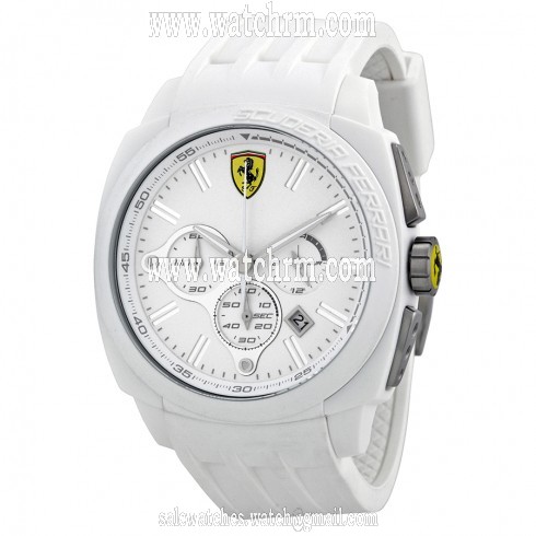 Ferrari Scuderia Aerodinamico Chronograph White Dial White Silicone Men's Watch 830119
