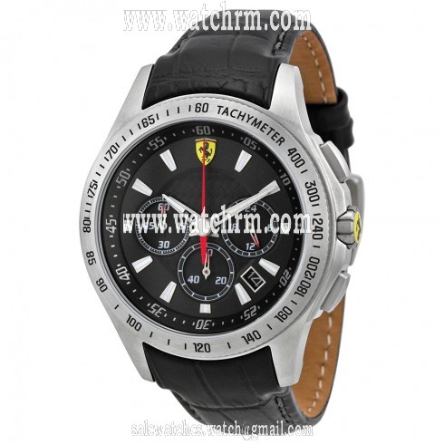 Ferrari Scuderia Chronograph Black Dial Black Leather Men's Watch 0830039