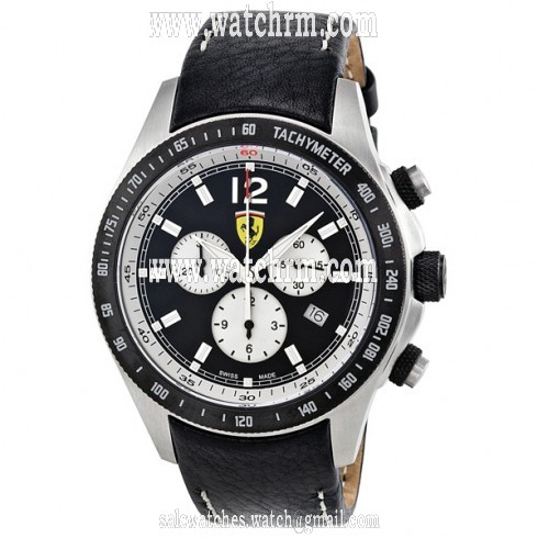 Ferrari Scuderia Chronograph Black Dial Black Leather Men's Watch FE-07-ACIP-CP-BK