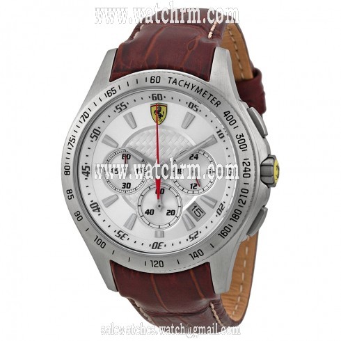 Ferrari Scuderia Chronograph Silver Dial Brown Leather Men's Watch 830044