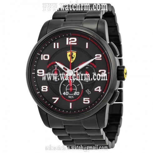 Ferrari Scuderia Heritage Chronograph Black Dial Black Ion-plated Men's Watch 830054