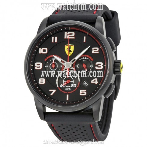Ferrari Scuderia Heritage Chronograph Black Dial Black Silicone Men's Watch 830063
