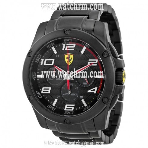 Ferrari Scuderia Paddock Chronograph Black Dial Black Ion-plated Men's Watch 830033