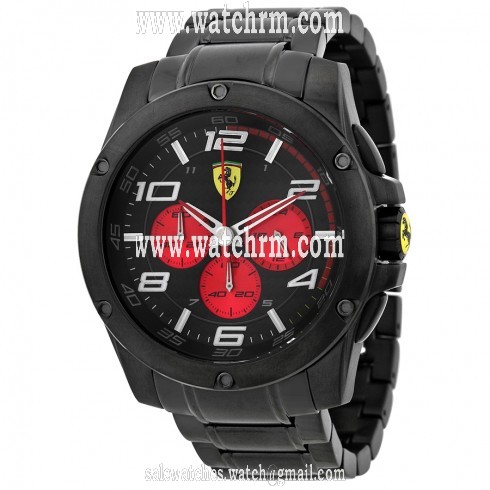 Ferrari Scuderia Paddock Chronograph Black Dial Black Ion-plated Men's Watch 830037