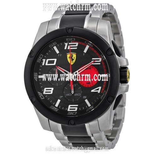 Ferrari Scuderia Paddock Chronograph Black Dial Two-tone Men's Watch 830032