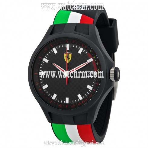 Ferrari Scuderia Pit Crew Black Dial Tri-Colored Silicone Men's Watch 830131
