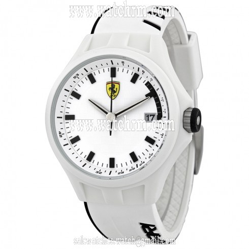 Ferrari Scuderia Pit Crew White Dial White Silicone Men's Watch 830124