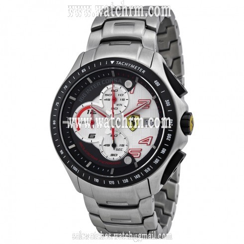 Ferrari Scuderia Race Day Chronograph Black and White Dial Stainless Steel Men's Watch 830085