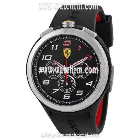 Ferrari Scuderia Ready Set Go Chronograph Black Dial Black Silicone Men's Watch 830100