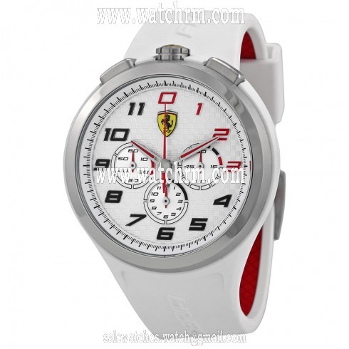 Ferrari Scuderia Ready Set Go Chronograph White Dial Black Silicone Men's Watch 830102
