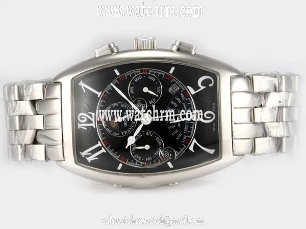 Franck Muller Casablanca 5850 CC Black Dial Rectangle Stainless Steel Case Watch