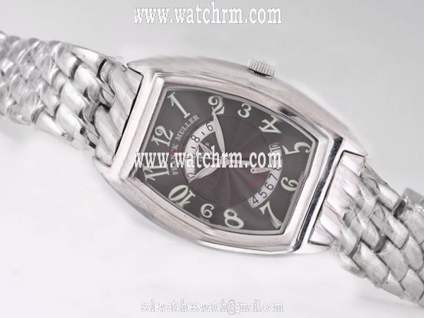 Franck Muller Cintree Curvex Chronograph 8005 Silver Stainless Steel Strap Black Dial Watch
