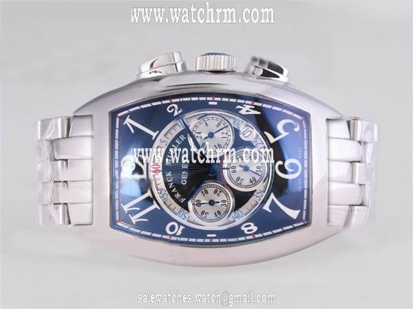 Franck Muller Cintree Curvex Chronograph 8880 CC AT 5N Rectangle Silver Stainless Steel Strap Watch