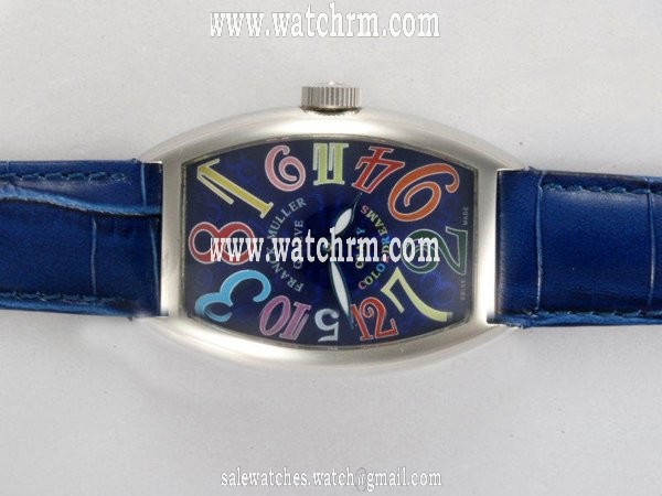 Franck Muller Cintree Curvex Crazy Hours 5850 SC CODR Rectangle Stainless Steel Case Blue Dial Watch