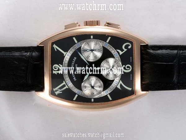 Franck Muller Cintree Curvex Master Calendar 8880 CC MC AT Black Dial Rectangle Rose Gold Case Watch