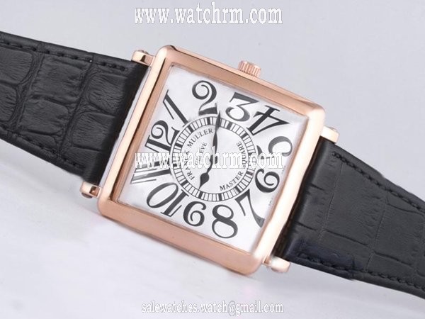 Franck Muller Conquistador Line 10000-CC-L Square Rose Gold Case White Dial Watch
