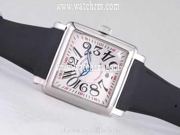Franck Muller Conquistador Line 10000-CC-SC Mens Black Rubber Strap Square Watch