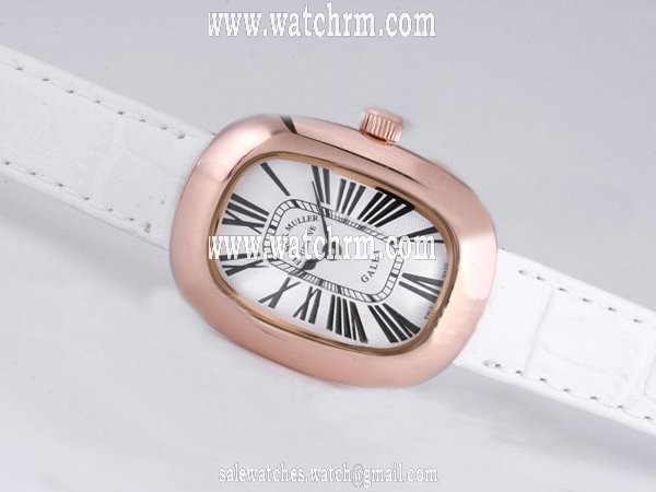 Franck Muller Long Island 1000-SC White Ostrich Leather Strap White Dial Watch