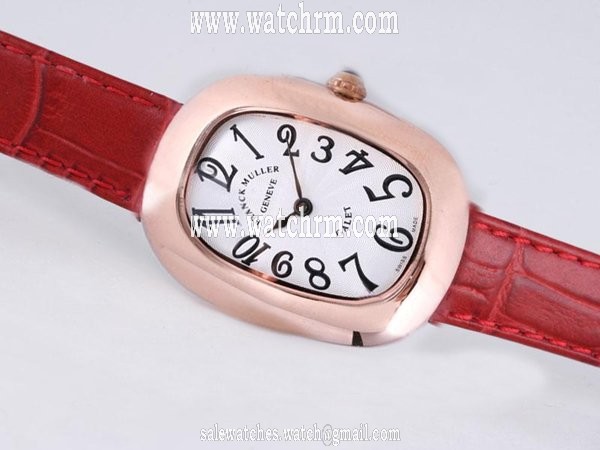 Franck Muller Long Island 10000 SC Red Crocodile Leather Strap Womens Watch
