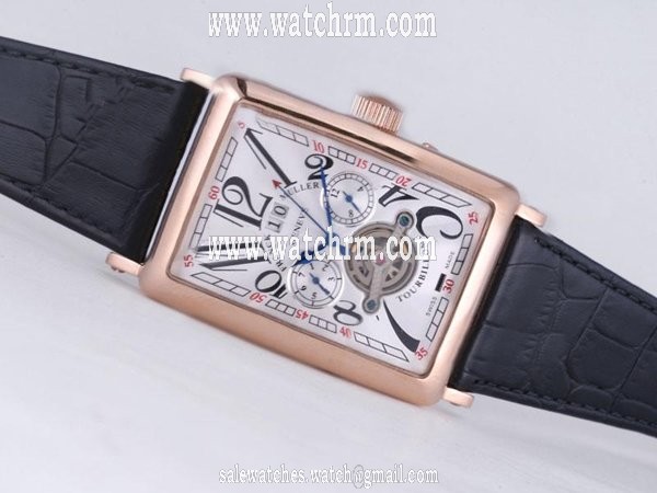 Franck Muller Long Island 1200-CC-AT Rectangle Black Ostrich Leather Strap Mens Watch