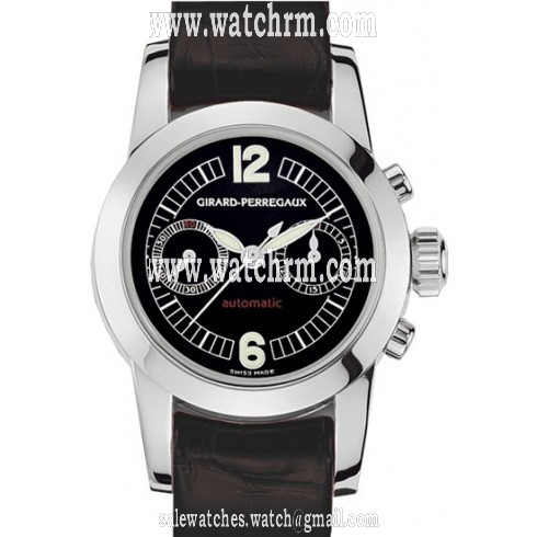 Girard Perragaux Collection Lady 18kt White Gold Black Leather Ladies Watch 80450.0.53.6056