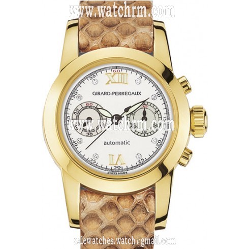 Girard Perragaux Collection Lady Diamond 18kt Yellow Gold Brown Leather Ladies Watch 80450.0.51.11M7