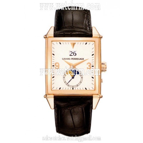 Girard Perragaux Vintage 1945 18kt Rose Gold Black Leather Men's Watch 25800.0.52.815