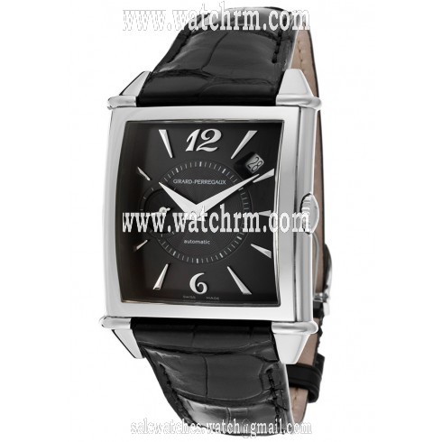 Girard Perragaux Vintage 1945 Automatic Black Dial Black Leather Men's Watch 25835-11-661-BA6A