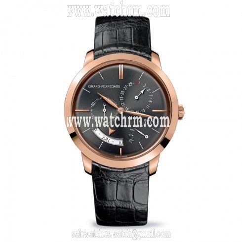 Girard Perregaux 1966 Black Dial Pink Gold Black Leather Automatic Men's Watch 49538-52-231-BK6A