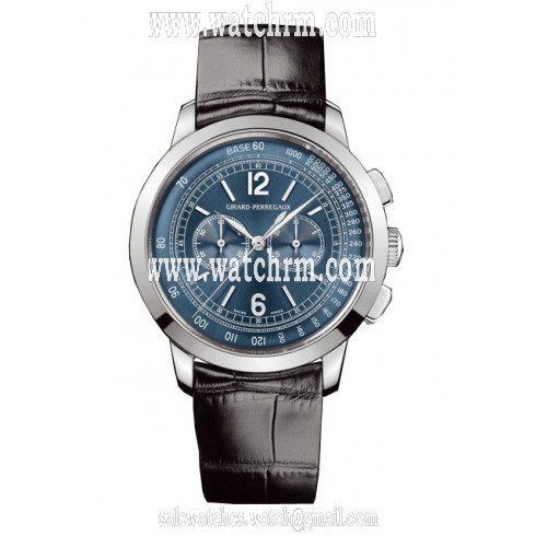 Girard Perregaux 1966 Blue Dial Chronograph Black Leather Men's Watch 49539-53-451-BK6B