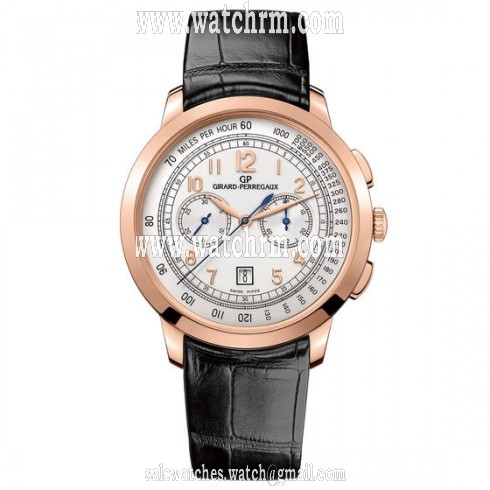 Girard Perregaux 1966 Silver Dial Chronograph 18K Rose Gold Automatic Men's Watch 49542-52-151-BK6A