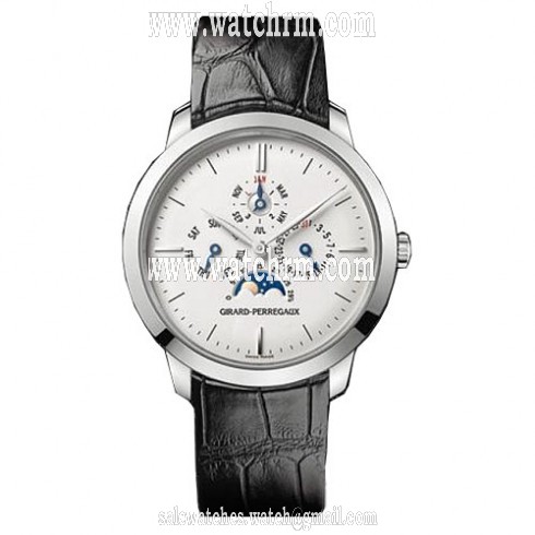 Girard Perregaux 1966 Silver Dial Moon Phase 18K White Gold Automatic Men's Watch 90535-53-131-BK6A